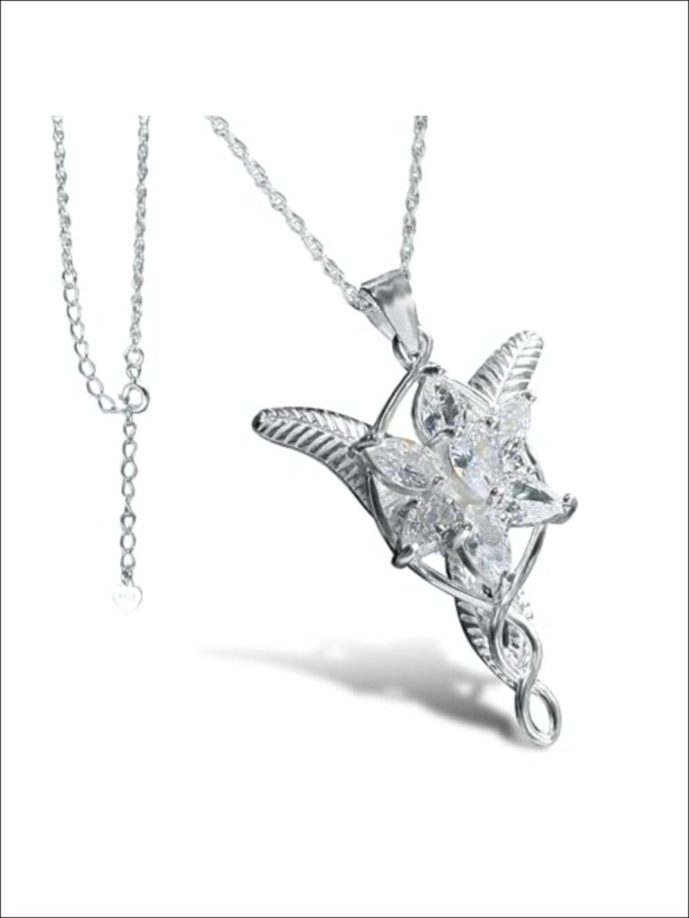 925 Sterling Silver Arwen Evenstar Pendant Necklace with Cubic Zirconia